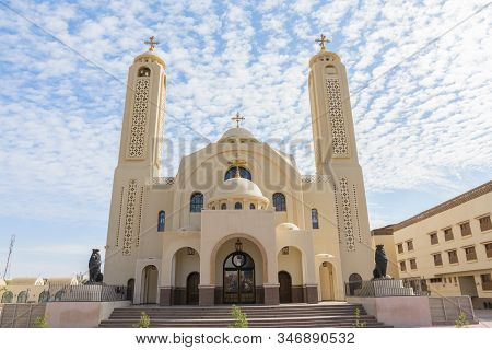 Coptic Orthodox Church In Sharm El Sheikh, Egypt.against The Backdrop Of A Beautiful Sky With Clouds