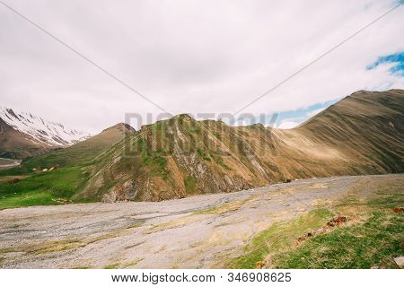 Karatkau Village, Kazbegi District, Mtskheta-mtianeti Region, Georgia. Truso Gorge Spring Mountain L