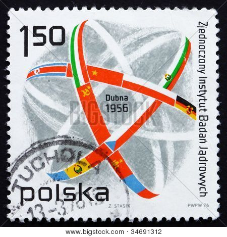Postage stamp Poland 1976 Atom Symbol and Flags