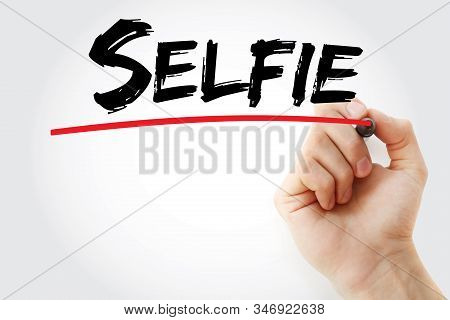 Selfie - Text With Marker, Concept Background