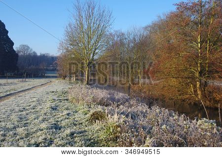 Rural Landscape In Winter Near Paris In France, Europe