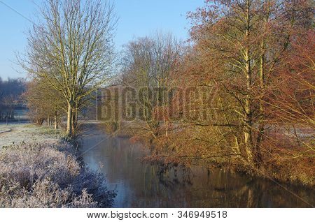 Rural Landscape In Winter Near Paris In France, Europe