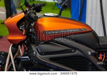The First Harley Davidson Electric Motorcycle Livewire, Prague, Czechia, November 2019.