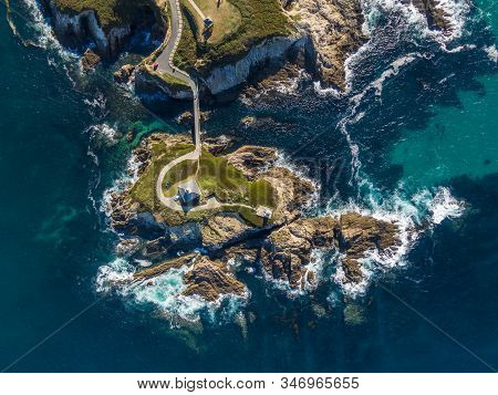 Aerial View Of The Pancha Island In Galicia, Spain
