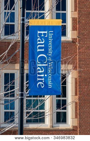 Campus Banner And Flag At The University Of Wisconsin-eau Claire