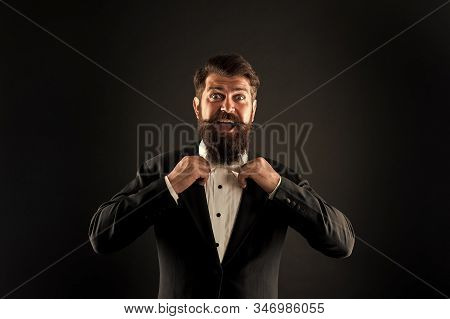 Official Event Dress Code. Classic Style. Classic Outfit. Perfect Groom. Bearded Man With Bow Tie. W
