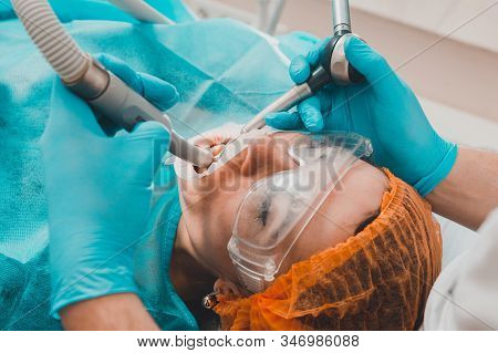The Patient Visits The Dentist Regarding The Procedure Of Ultrasonic Cleaning Of Teeth In Dentistry.
