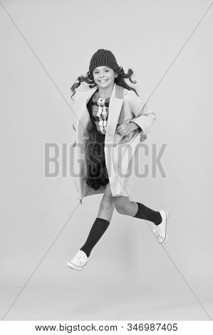 Cool Schoolgirl. Have Fun Charismatic Girl On Yellow Background. Teen Spirit. Rebellious Teen. Stree