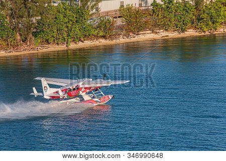 Miami, Florida - November 26, 2017: A Seaplane Is A Fixed-wing Aircraft Capable Of Taking Off And La
