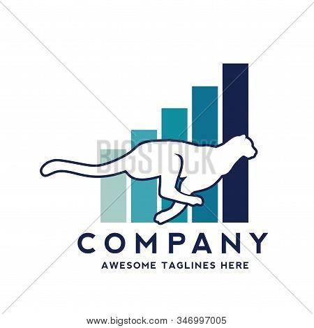 Faster Profit Business With Base From Cheetah And Grow Line Bar Chart Logo Vector