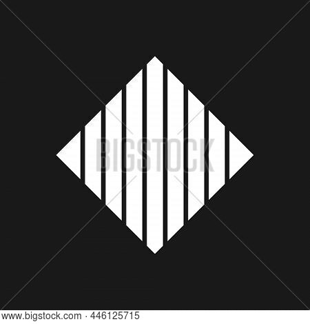 Retrowave, Synthwave Rhombus 1980s Style. Rhombus With Vertical Stripes. Black And White Retrowave D