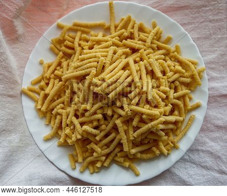 Raw Homemade Passatelli. Traditional Italian Pasta Usually Cooked In Broth. View From Above