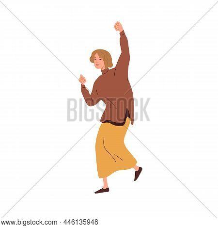 Happy Excited Woman Rejoicing. Positive Cheerful Person Celebrates Success And Victory. Joyful Smili