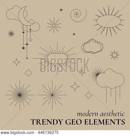 Modern Aesthetic. Geometric Signs, Shapes And Frames
