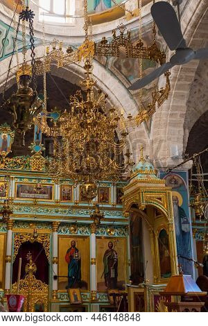 Jericho, Israel, December 30, 2021 : The Interior Of The Monastery Deir Hijleh - Monastery Of Gerasi