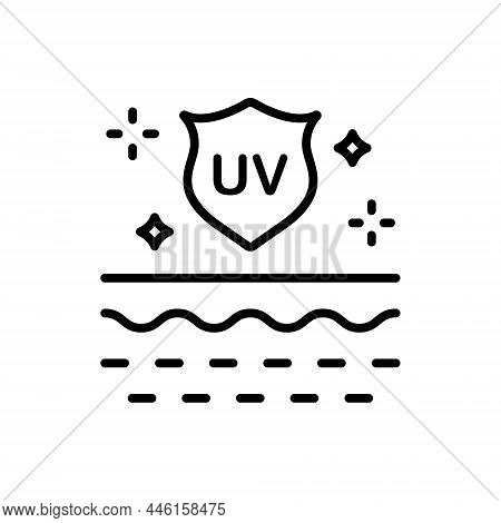 Sun Shield And Protection Skin Of Uv Rays Line Icon. Skin Care And Spf Cream For Skin From Ultraviol