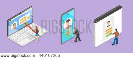 3d Isometric Flat Vector Conceptual Illustration Of Registration Or Login, User Secure Signing In On