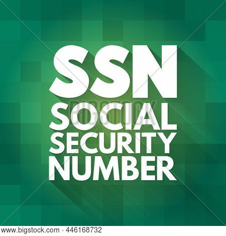 Ssn - Social Security Number Acronym, Concept Background