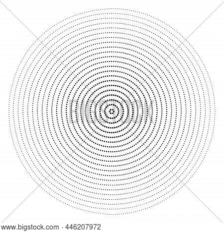 Circle Halftone Texture. Radial Dot Pattern. Abstract Background With Halftone Effect. Round Graphic