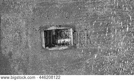 Home Rennovation And Electricity Concept. Freshly Made Wall With The Mortar Of Cement, Sand And Wate