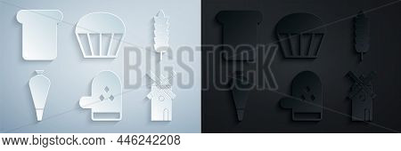 Set Oven Glove, Cereals With Rice, Wheat, Corn, Oats, Rye, Pastry Bag For Decorate Cakes, Windmill, 