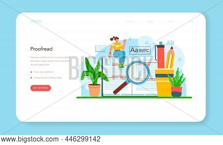 Proofreader Web Banner Or Landing Page. Printing House Technology Process