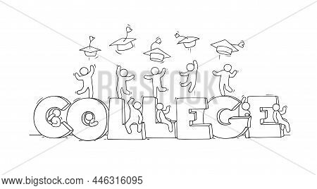 Sketch Of Little People With Word College.