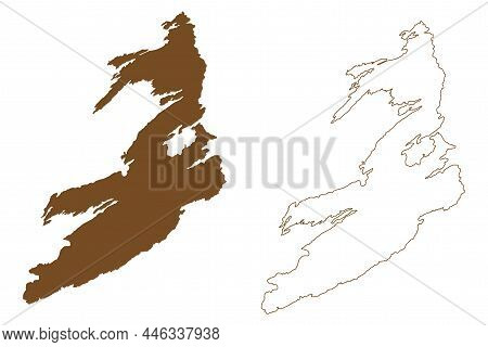Donna Island (kingdom Of Norway) Map Vector Illustration, Scribble Sketch Donna Map