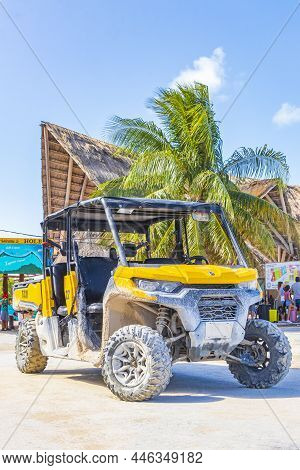 Buggy Car Taxi Golf Cart At Pier Village Holbox Mexico.