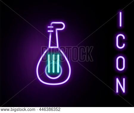 Glowing Neon Line Musical Instrument Lute Icon Isolated On Black Background. Arabic, Oriental, Greek