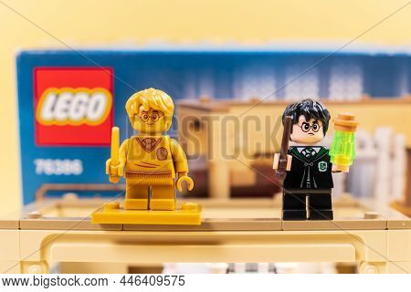 Tyumen, Russia-january 12, 2022: Harry Potter And Harry Potter Anniversary 20 Years Minifigures Lego