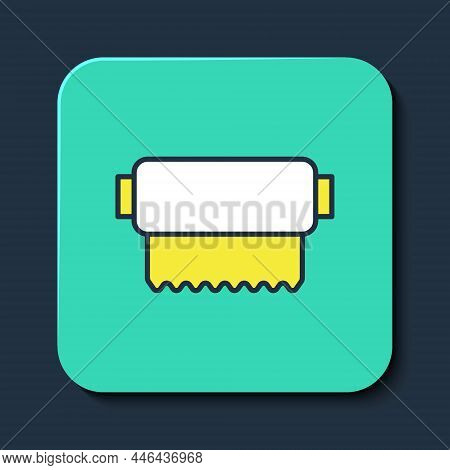 Filled Outline Textile Fabric Roll Icon Isolated On Blue Background. Roll, Mat, Rug, Cloth, Carpet O