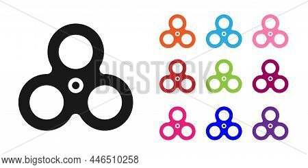 Black Fidget Spinner Icon Isolated On White Background. Stress Relieving Toy. Trendy Hand Spinner. S