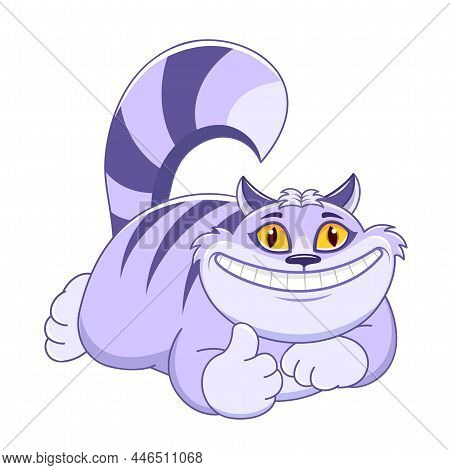 Cheshire Cat Showing Thumbs Up Sign Vector Illustration