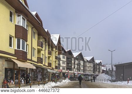 Borovets, Bulgaria - January 14, 2022: Winter View Of Ski Resort Of Borovets At Rila Mountain, Sofia