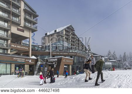Borovets, Bulgaria - January 14, 2022: Winter View Of Ski Resort Of Borovets At Rila Mountain, Sofia