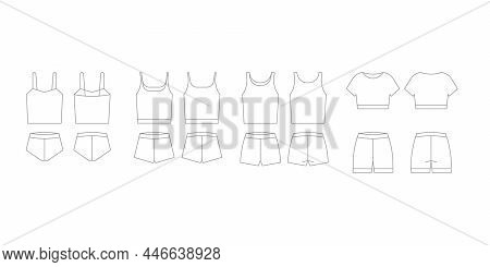 Clothes For Sleep Shirt And Shorts Sleepwear, Pajamas Dresses, Nightshirt, Technical Outline Drawing