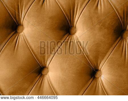 Velour Lime Surface Of Sofa Close-up. Training Equipment-velour Mats Tightened With Buttons. Brown C