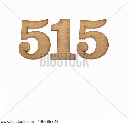 Number 515 In Wood, Isolated On White Background