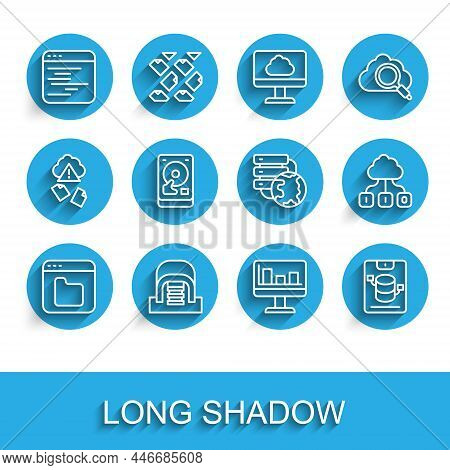 Set Line Browser Files, Hangar With Servers, Software, Monitor Graph Chart, Server, Data, Web Hostin