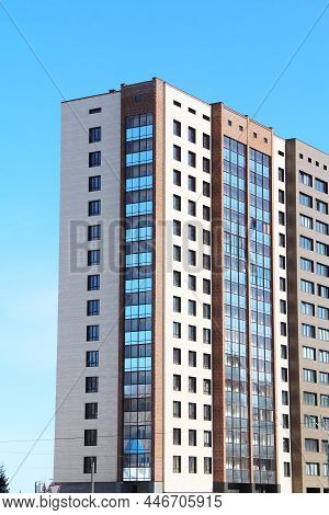 Modern Urban Architecture, Rows Of Windows Reflecting The Sky. The Concept Of Building New Cities, S