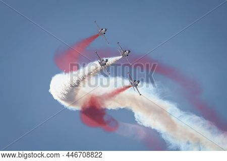 Eskisehir, Turkey - September 12, 2021: Turkish Stars, Turkish Air Force Aerobatic Demonstration Tea