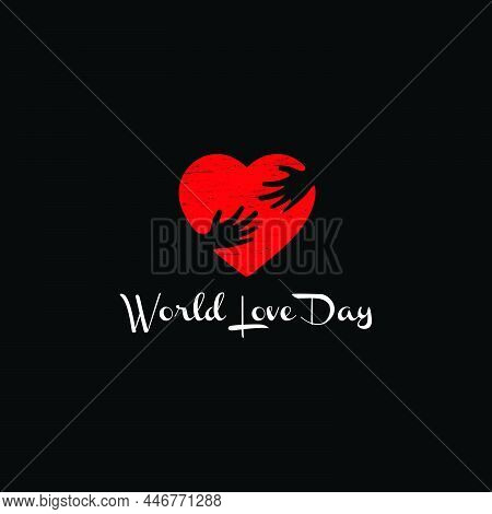 Vector World Love Day, Valentine Logo Design, Valentine Day, In Black Background
