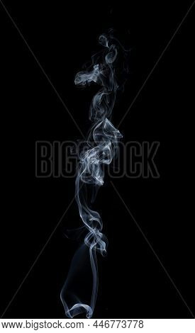 White Smoke On A Black Background. Isolated