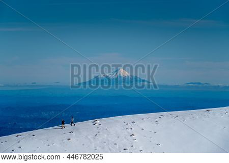 Panoramic View Of Mt Taranaki. Viewed From Tongariro National Park