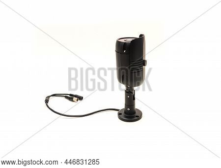 Studio Shot Black Aluminum Weatherproof Security Camera Surveillance Video Bullet Isolated On White