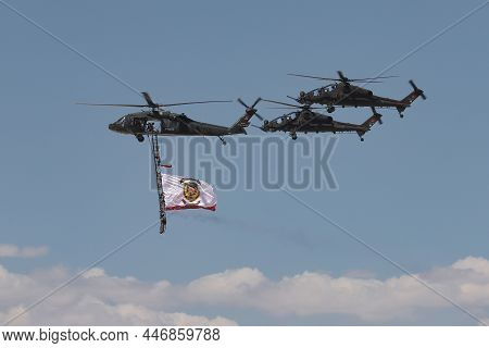 Eskisehir, Turkey - September 12, 2021: Turkish Police Force Helicopters Display In Sivrihisar Shg A