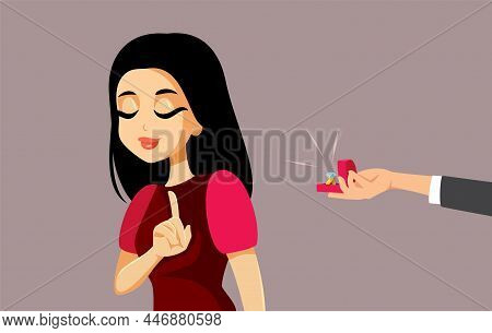 Girlfriend Refusing Engagement Proposal From Her Boyfriend Vector Cartoon