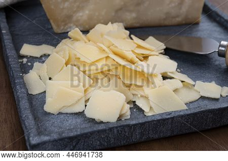 Flakes Of Parmesan Cheese, Italian Hard Parmigiano-reggiano Cheese From Reggio Emilia Region