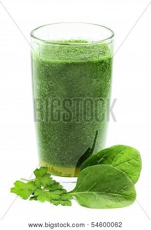 Cocktail Of Greenery In A Glass.